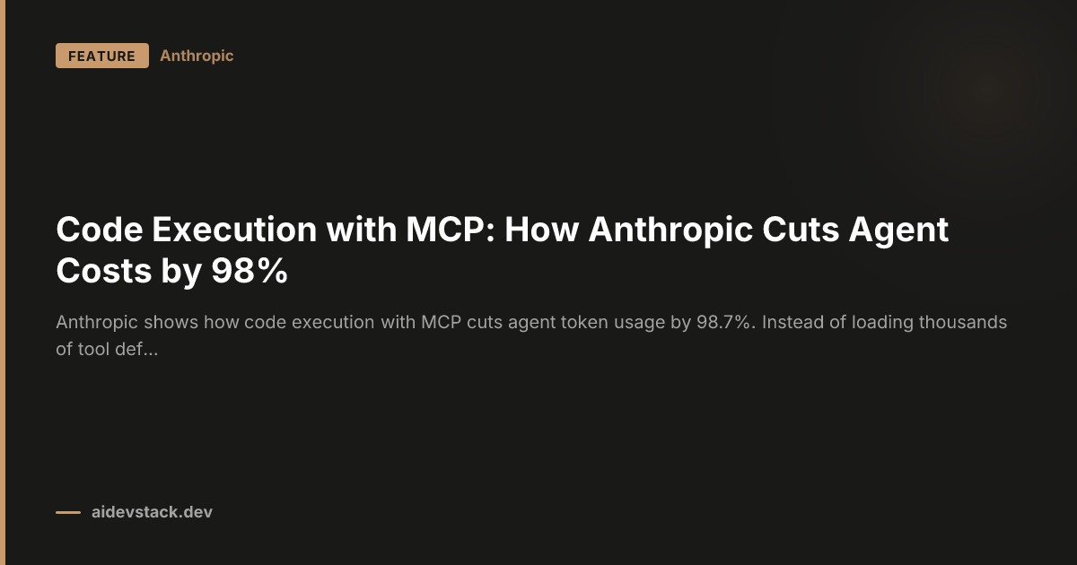 Code Execution with MCP: How Anthropic Cuts Agent Costs by 98%