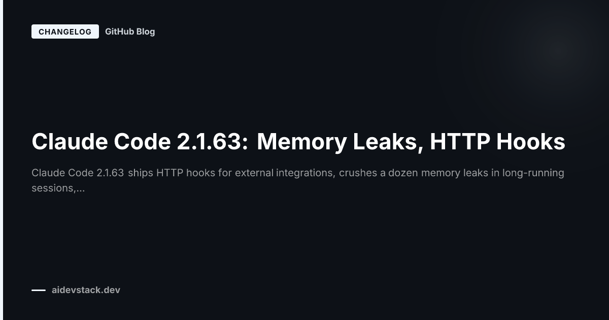 Claude Code 2.1.63: Memory Leaks, HTTP Hooks