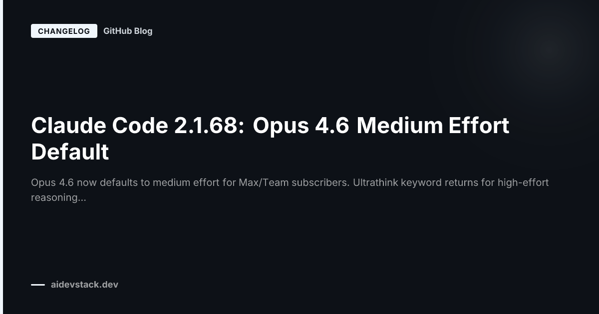 Claude Code 2.1.68: Opus 4.6 Medium Effort Default