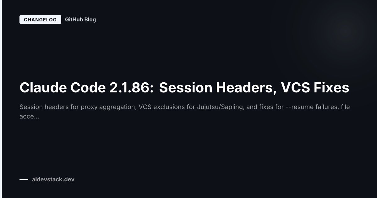 Claude Code 2.1.86: Session Headers, VCS Fixes