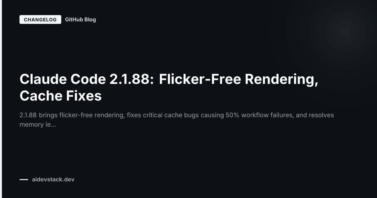 Claude Code 2.1.88: Flicker-Free Rendering, Cache Fixes