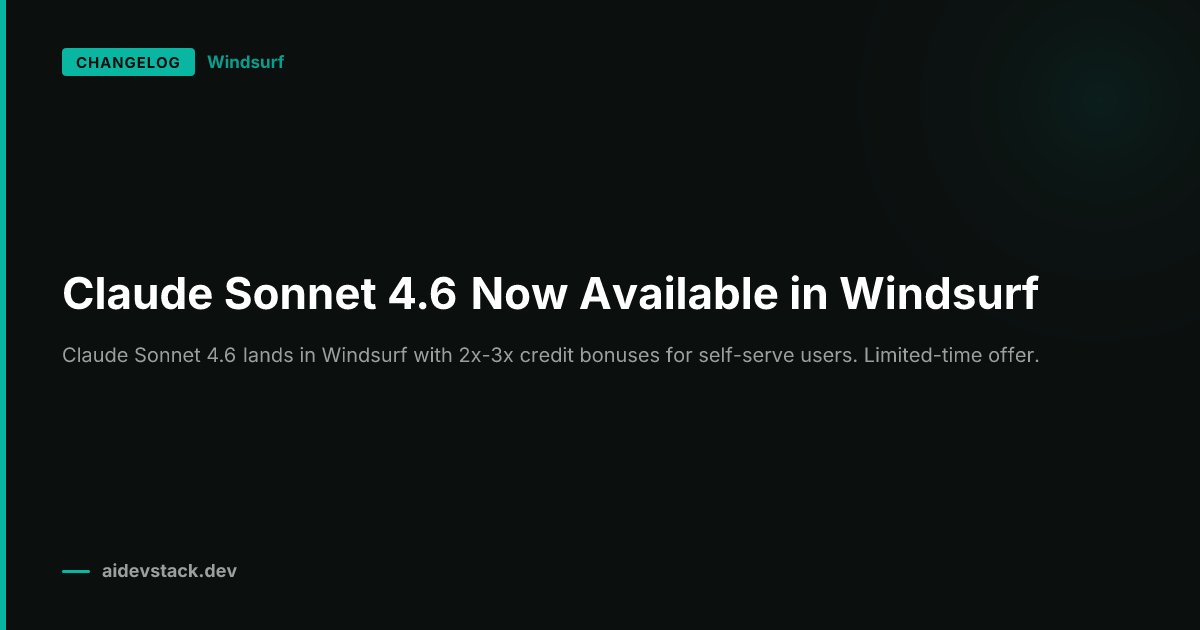 Claude Sonnet 4.6 Now Available in Windsurf