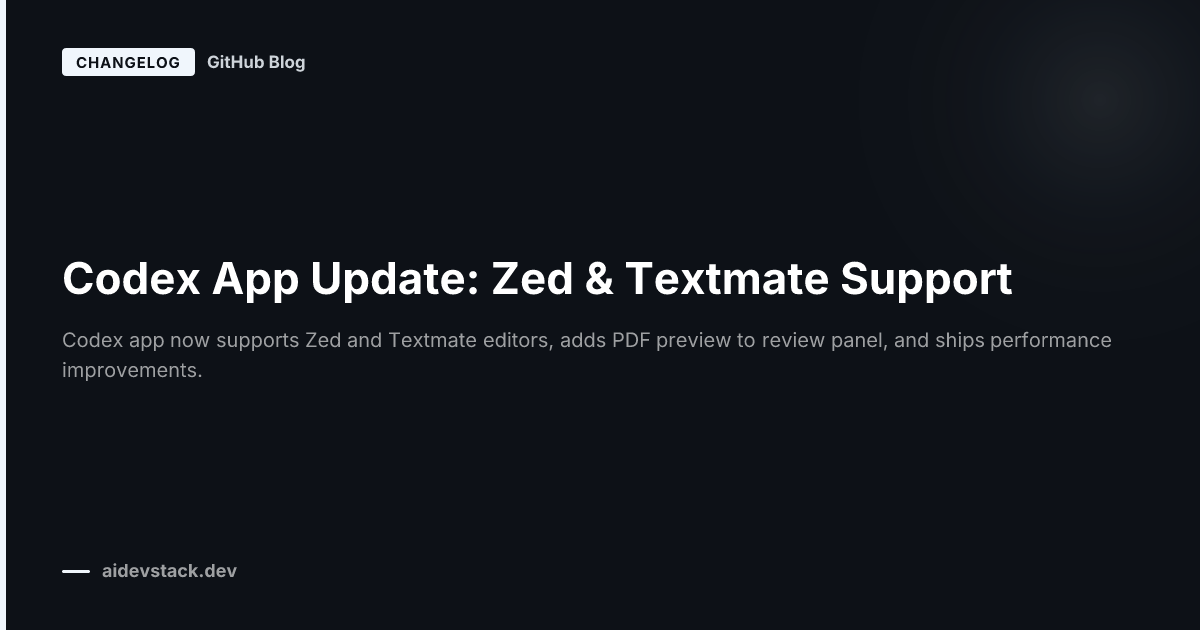 Codex App Update: Zed & Textmate Support