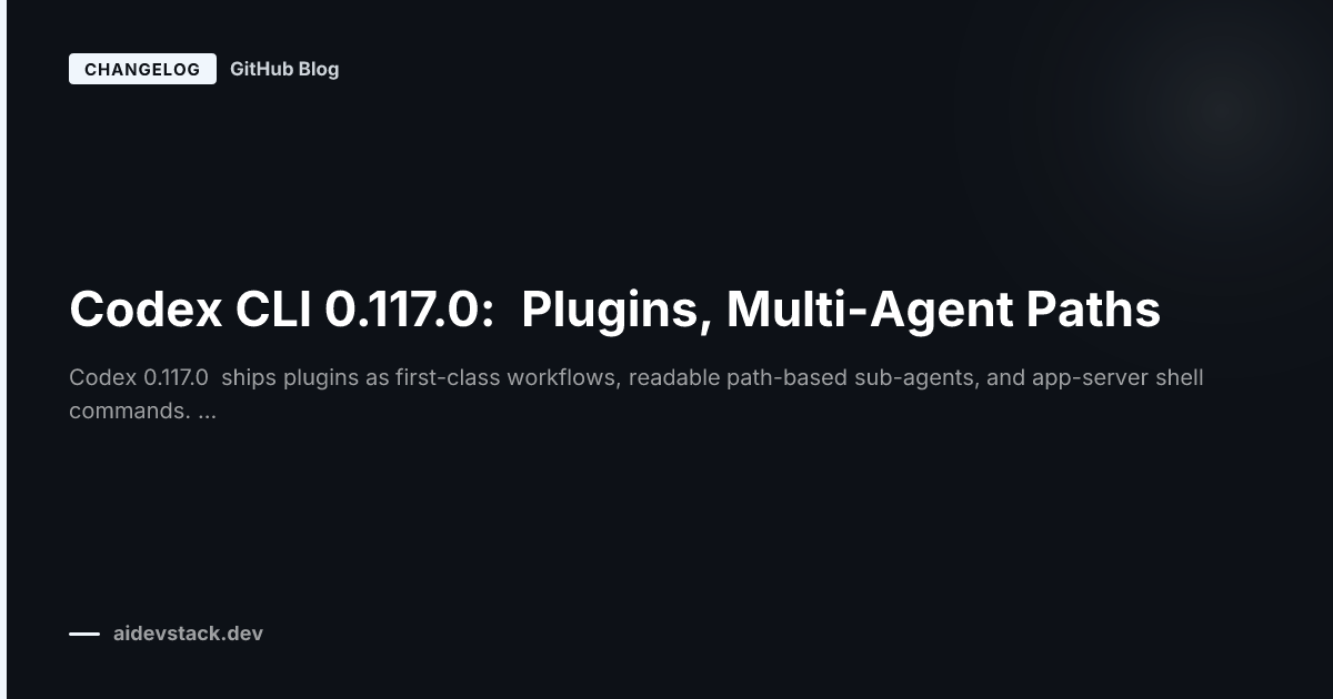 Codex CLI 0.117.0: Plugins, Multi-Agent Paths