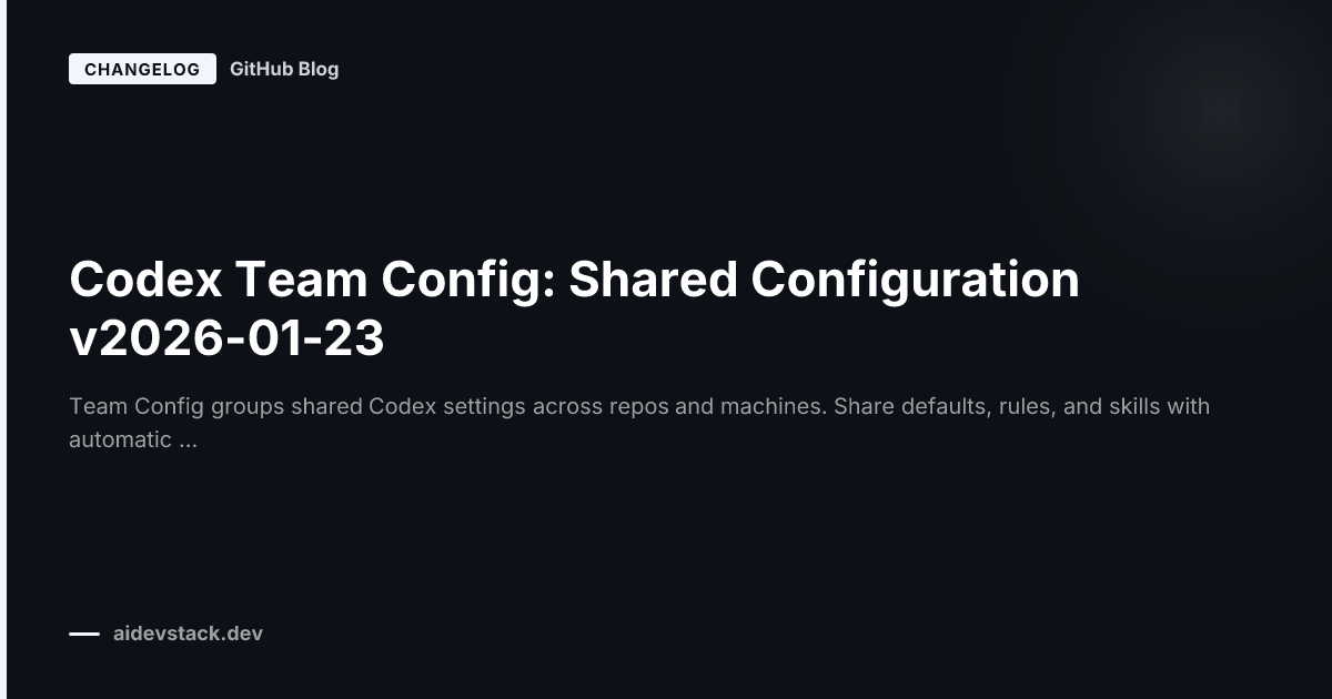 Codex Team Config: Shared Configuration v2026-01-23
