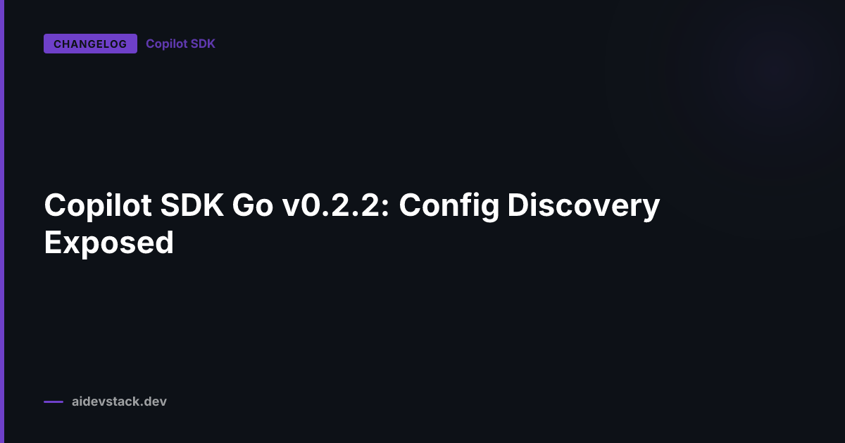 Copilot SDK Go v0.2.2: Config Discovery Exposed