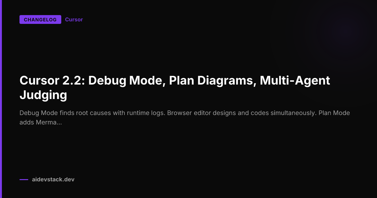 Cursor 2.2: Debug Mode, Plan Diagrams, Multi-Agent Judging