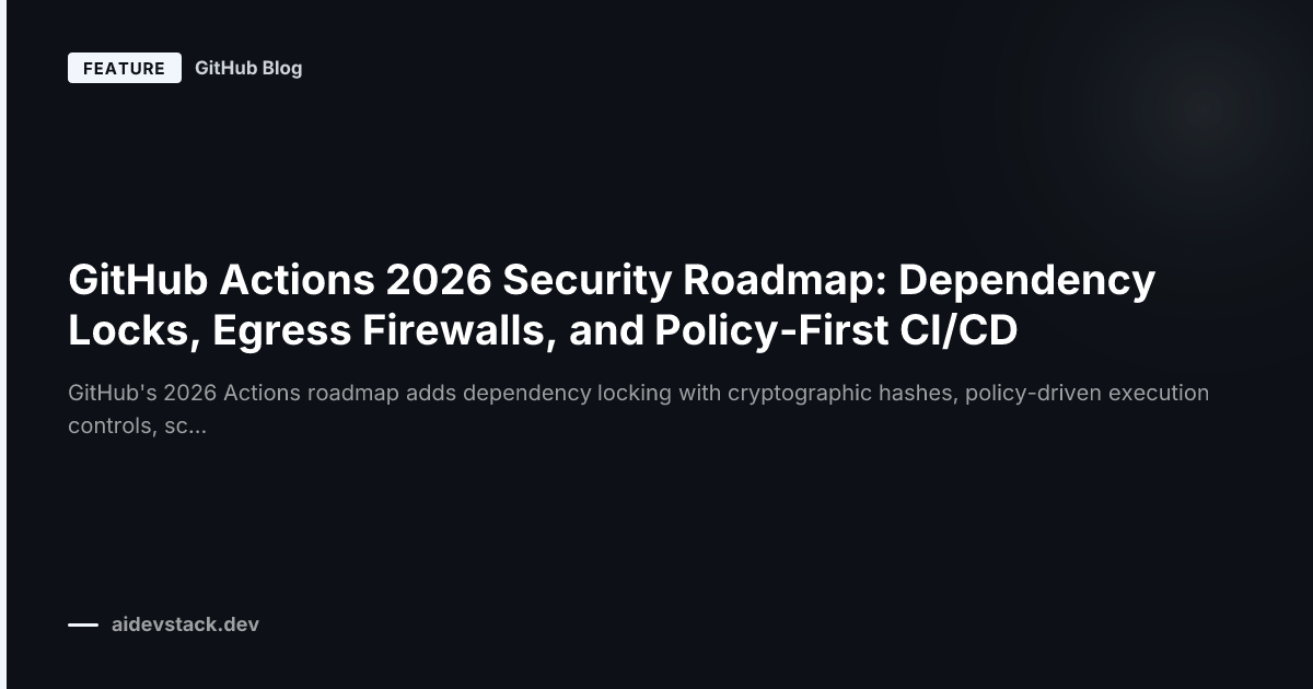 GitHub Actions 2026 Security Roadmap: Dependency Locks, Egress Firewalls, and Policy-First CI/CD