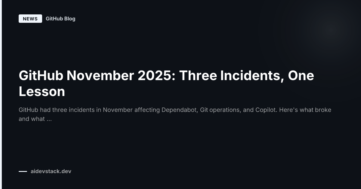 GitHub November 2025: Three Incidents, One Lesson