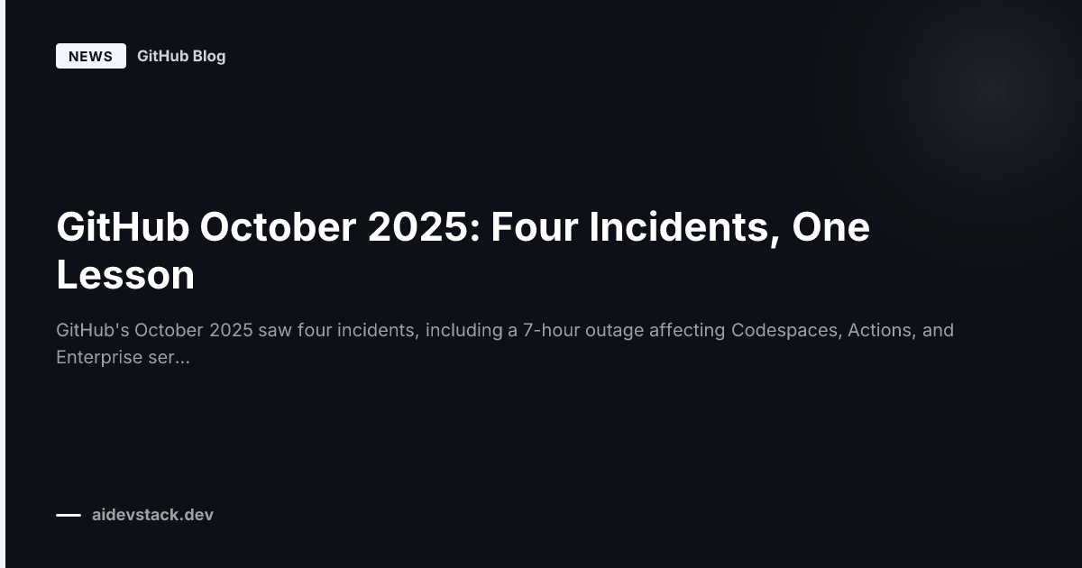GitHub October 2025: Four Incidents, One Lesson