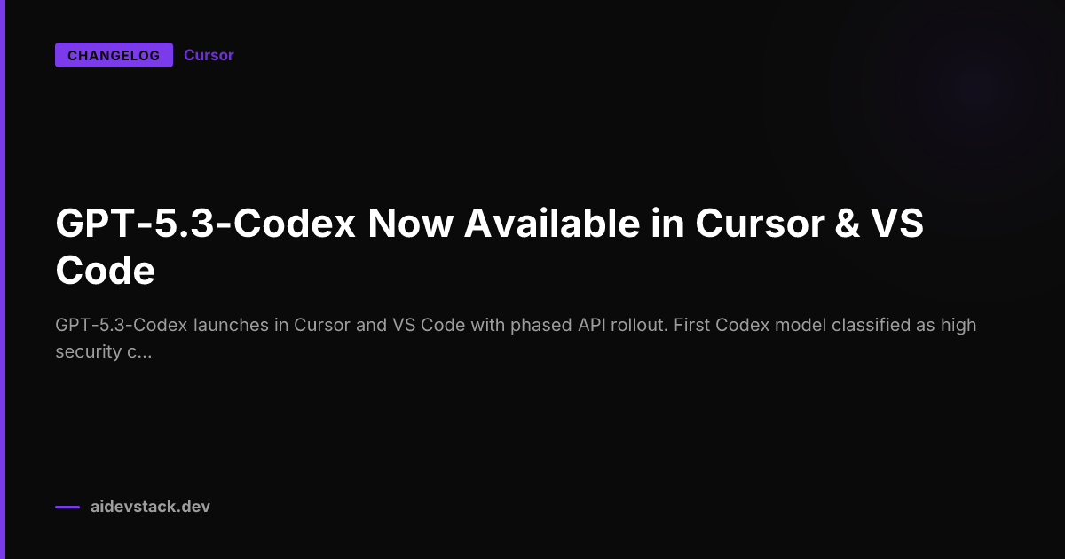 GPT-5.3-Codex Now Available in Cursor & VS Code