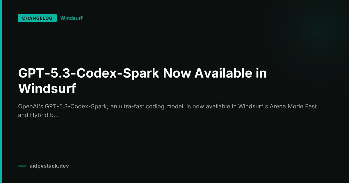 GPT-5.3-Codex-Spark Now Available in Windsurf