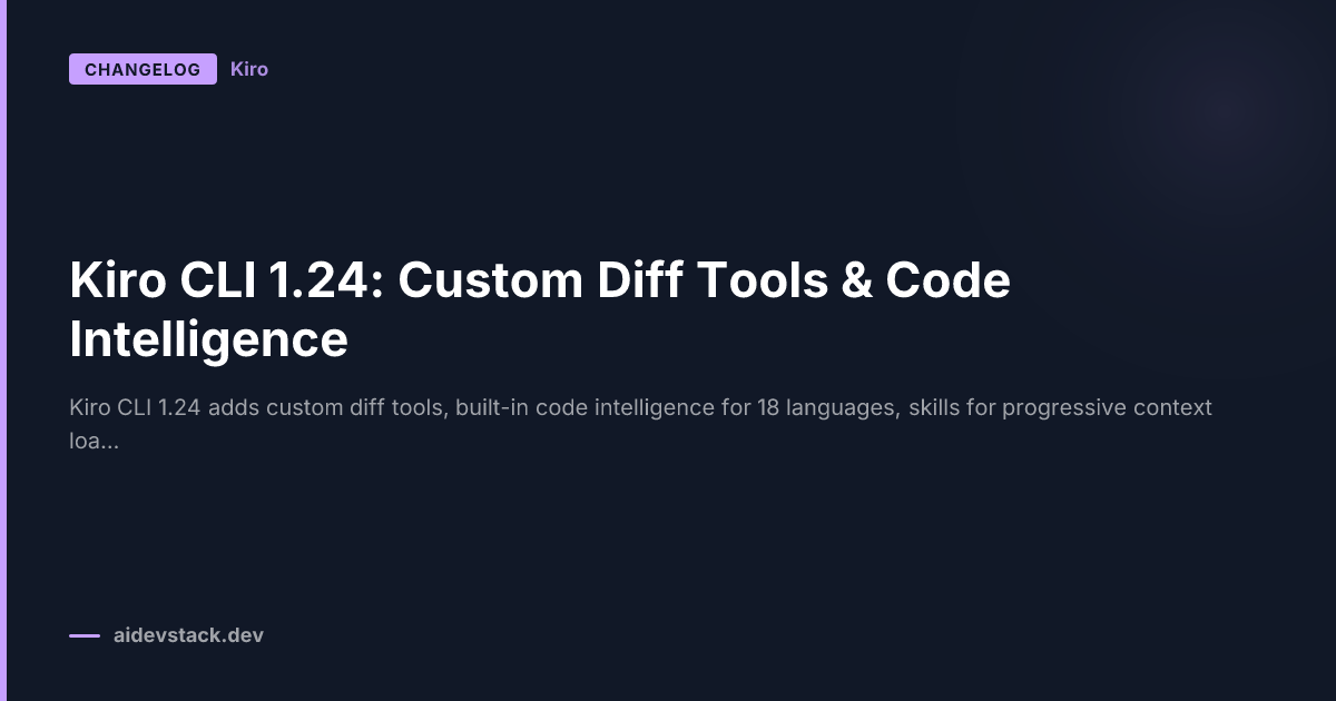 Kiro CLI 1.24: Custom Diff Tools & Code Intelligence
