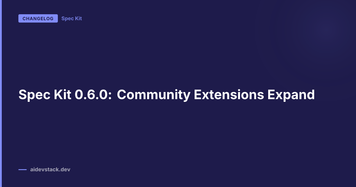 Spec Kit 0.6.0: Community Extensions Expand