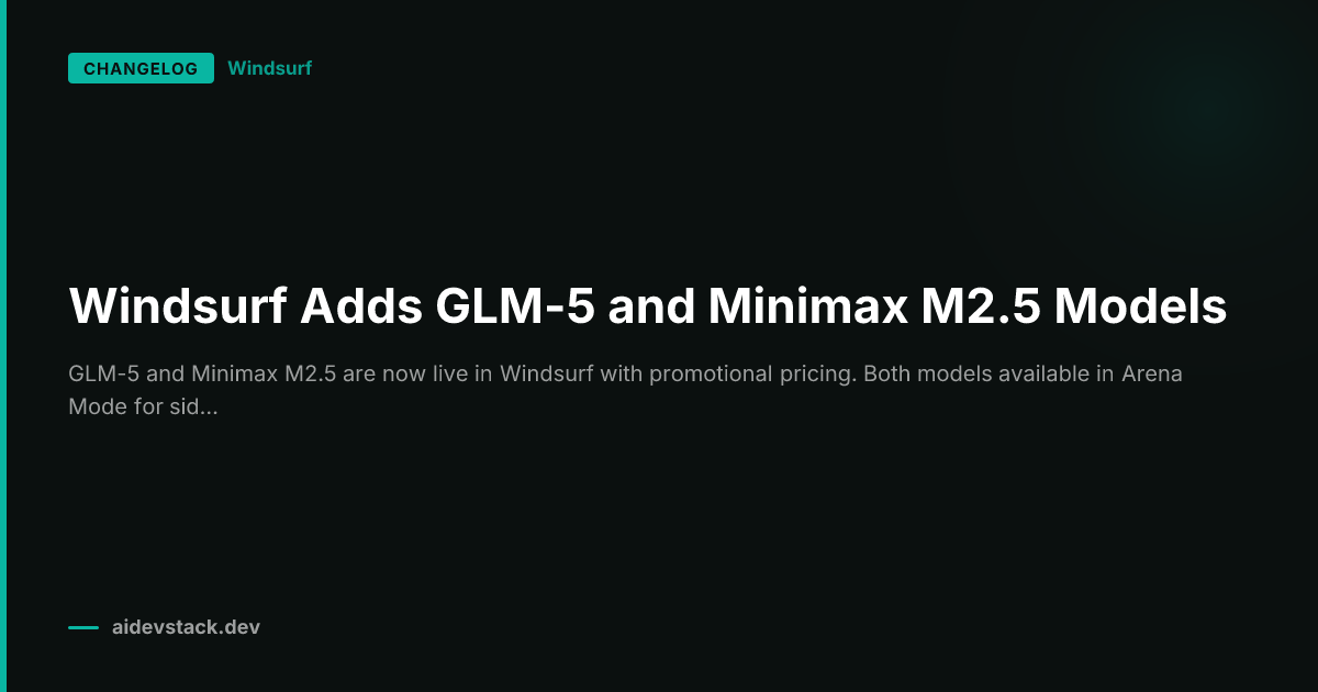 Windsurf Adds GLM-5 and Minimax M2.5 Models
