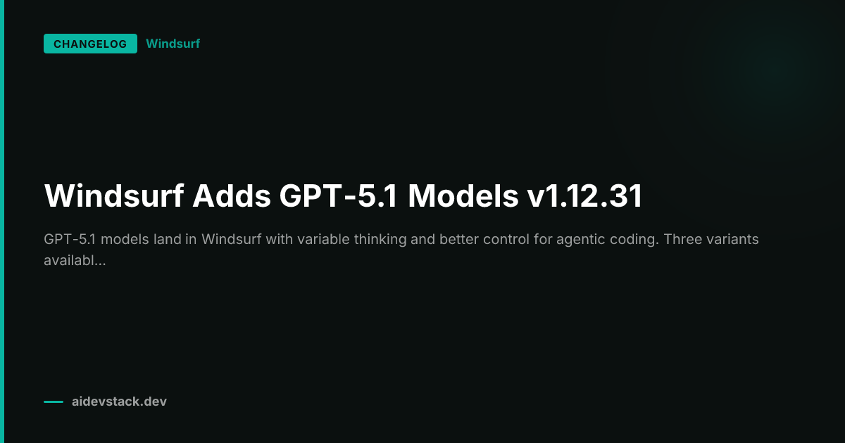 Windsurf Adds GPT-5.1 Models v1.12.31