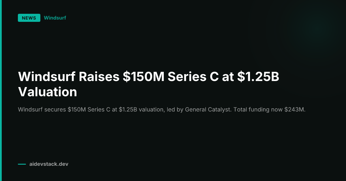 Windsurf Raises $150M Series C at $1.25B Valuation