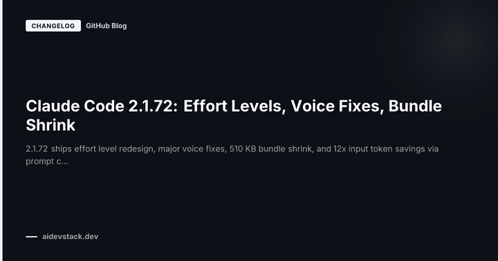 Claude Code 2.1.72: Effort Levels, Voice Fixes, Bundle Shrink