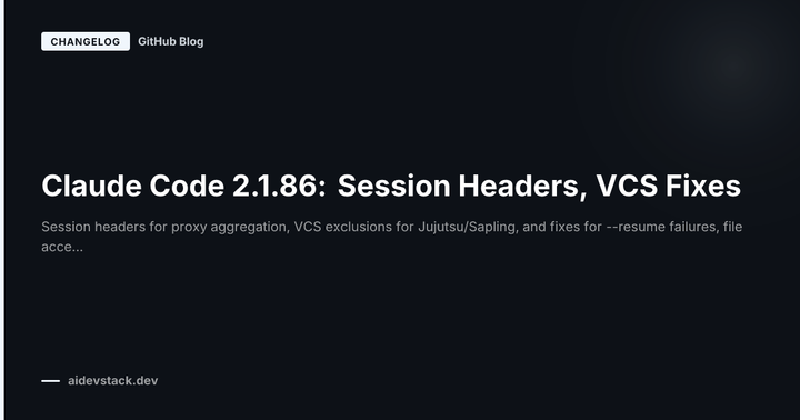 Claude Code 2.1.86: Session Headers, VCS Fixes