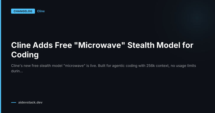 Cline Adds Free "Microwave" Stealth Model for Coding