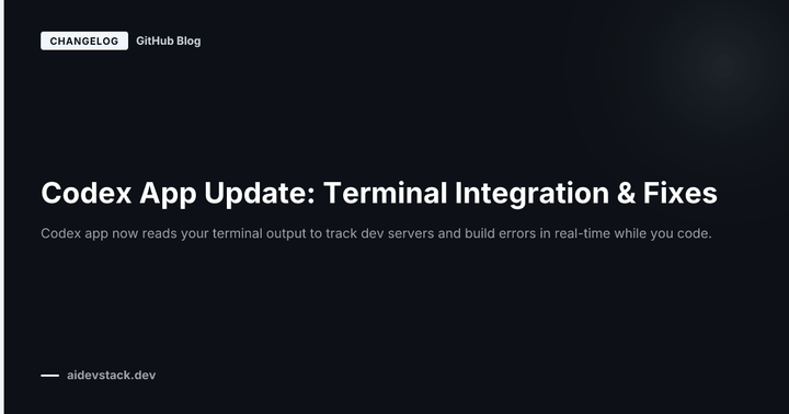 Codex App Update: Terminal Integration & Fixes
