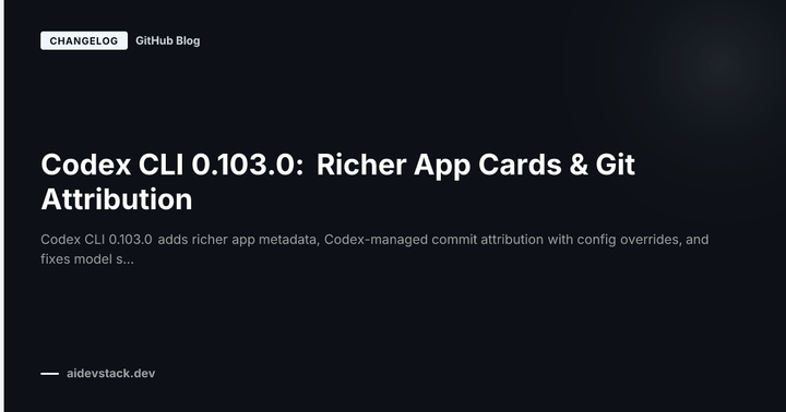 Codex CLI 0.103.0: Richer App Cards & Git Attribution