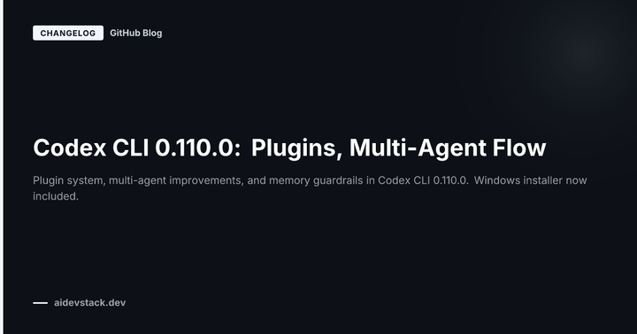 Codex CLI 0.110.0: Plugins, Multi-Agent Flow