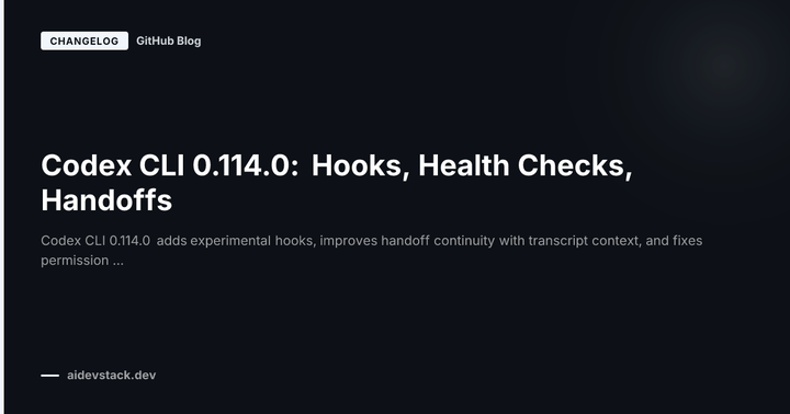 Codex CLI 0.114.0: Hooks, Health Checks, Handoffs