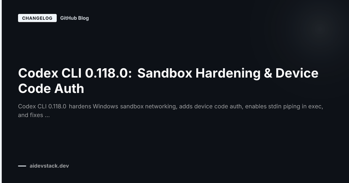 Codex CLI 0.118.0: Sandbox Hardening & Device Code Auth