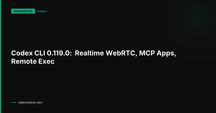 Codex CLI 0.119.0: Realtime WebRTC, MCP Apps, Remote Exec