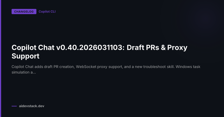 Copilot Chat v0.40.2026031103: Draft PRs & Proxy Support