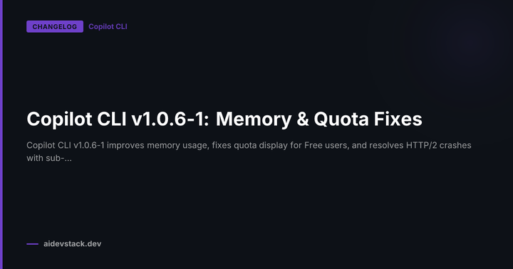 Copilot CLI v1.0.6-1: Memory & Quota Fixes