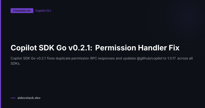 Copilot SDK Go v0.2.1: Permission Handler Fix