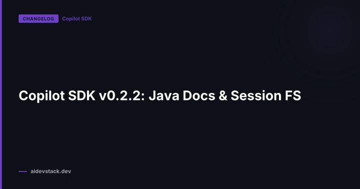 Copilot SDK v0.2.2: Java Docs & Session FS