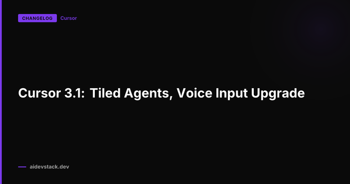 Cursor 3.1: Tiled Agents, Voice Input Upgrade