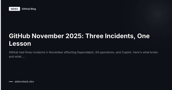 GitHub November 2025: Three Incidents, One Lesson