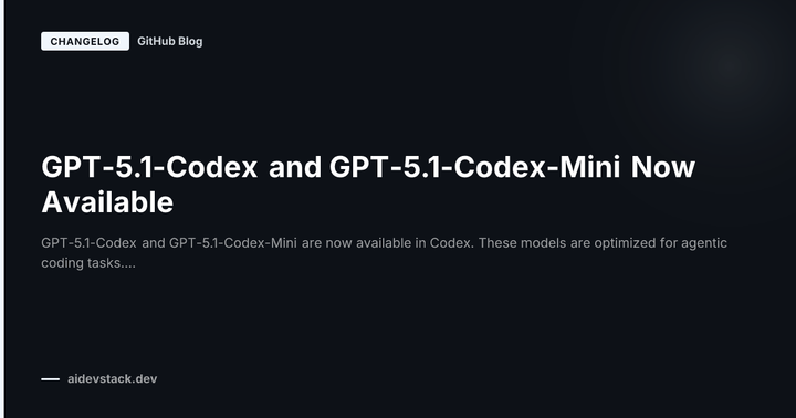 GPT-5.1-Codex and GPT-5.1-Codex-Mini Now Available