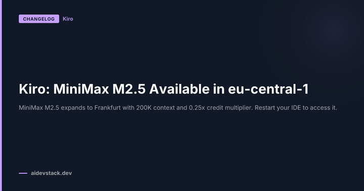 Kiro: MiniMax M2.5 Available in eu-central-1