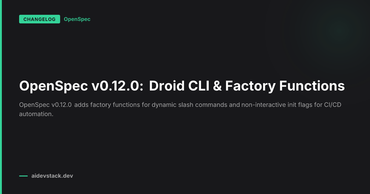 OpenSpec v0.12.0: Droid CLI & Factory Functions