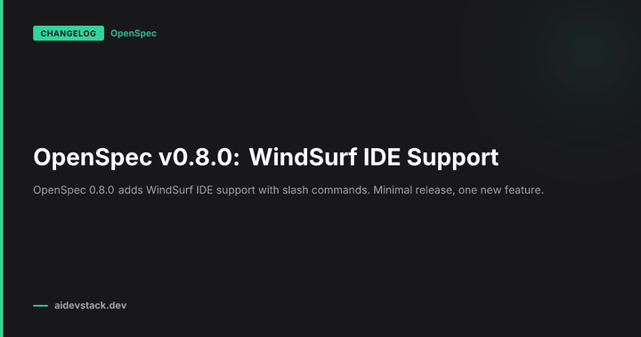 OpenSpec v0.8.0: WindSurf IDE Support