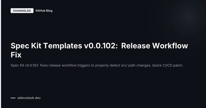 Spec Kit Templates v0.0.102: Release Workflow Fix