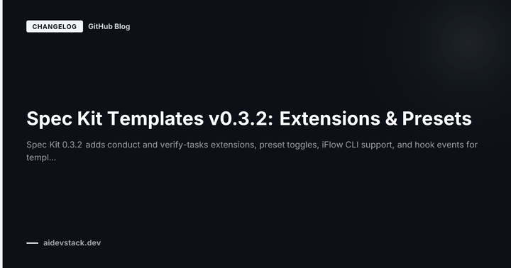 Spec Kit Templates v0.3.2: Extensions & Presets